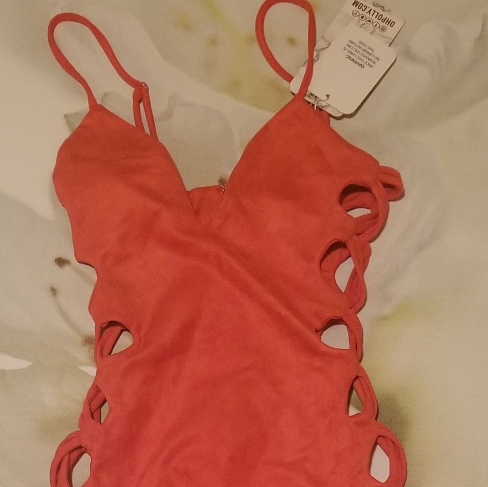Oh polly SUEDE CUT OUT MIDI DRESS ORANGE - Picture 5 of 5